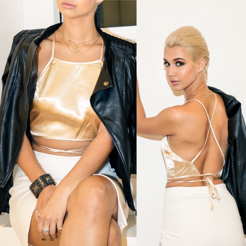Gold Halter Crop Top